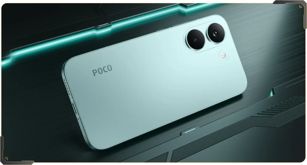 Poco X8 Pro, in Green, from the back