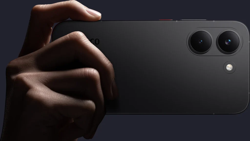 Poco X8 Pro, in Black, held in one hand