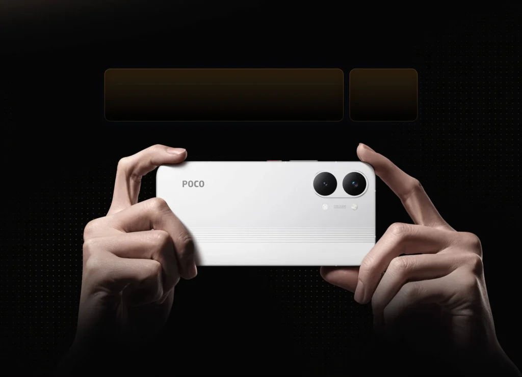 Poco X8 Pro Max, held in both hands to take a photo