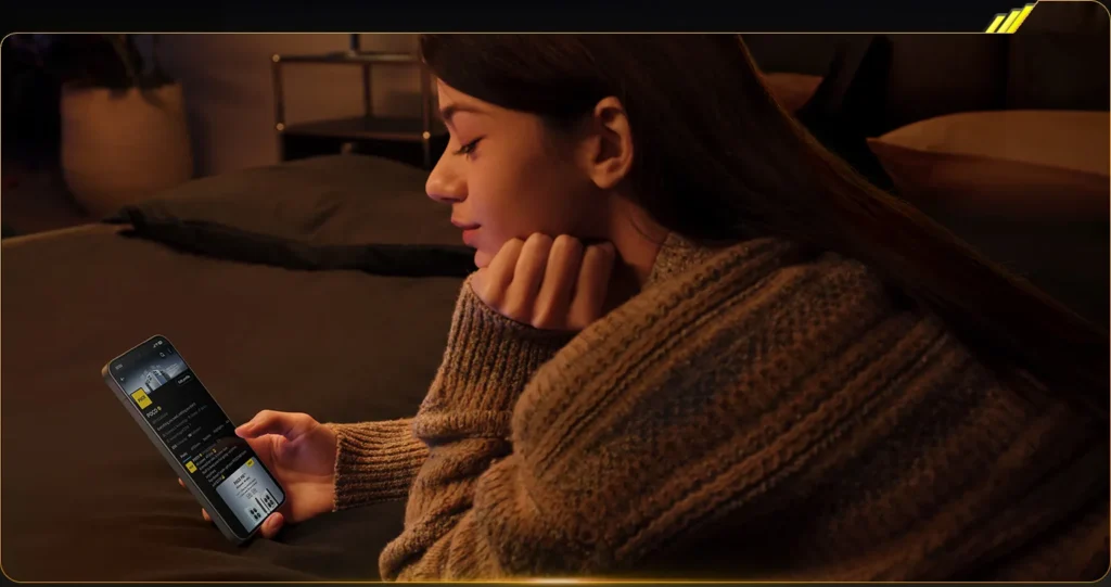 Poco X8 Pro Max, used at night on a sofa