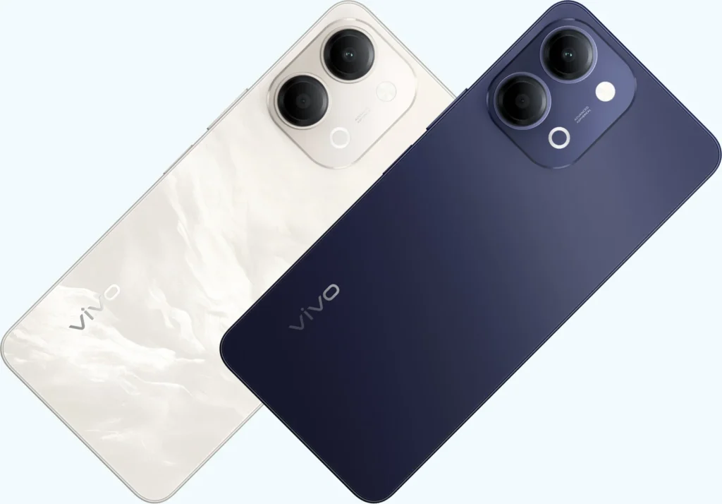 Vivo Y11 5G, both colours at an angle, from the back