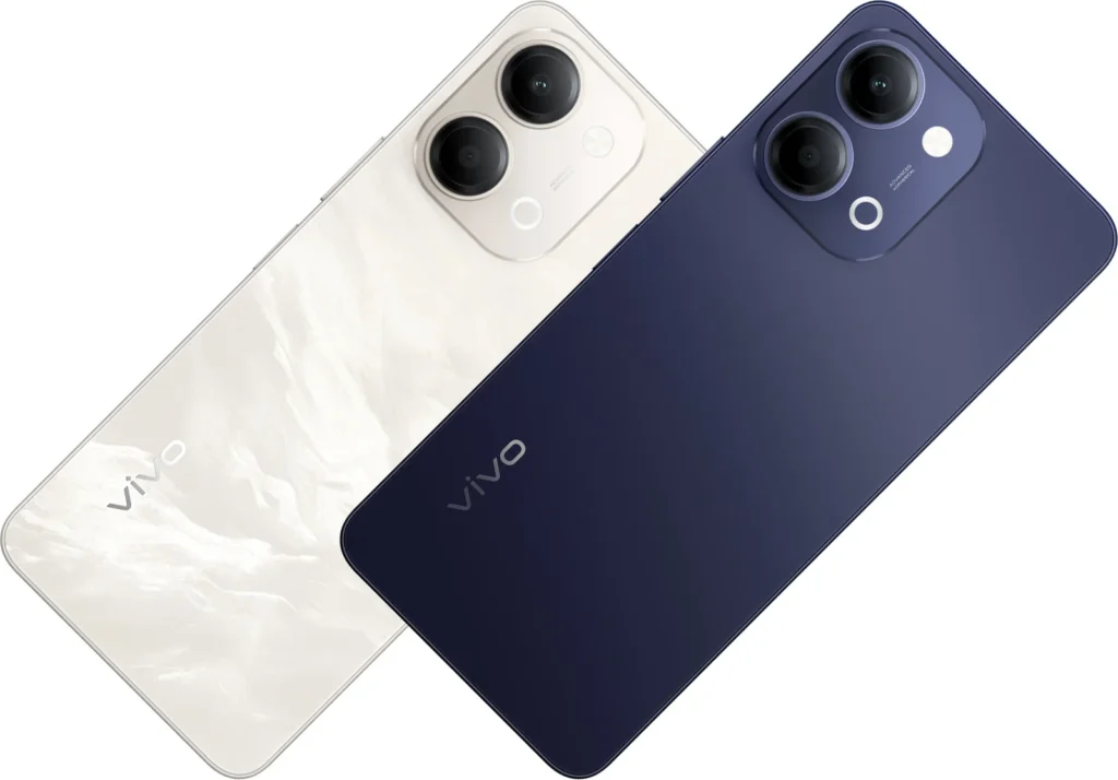 Vivo Y11 5G, angled studio view of the frame and camera island