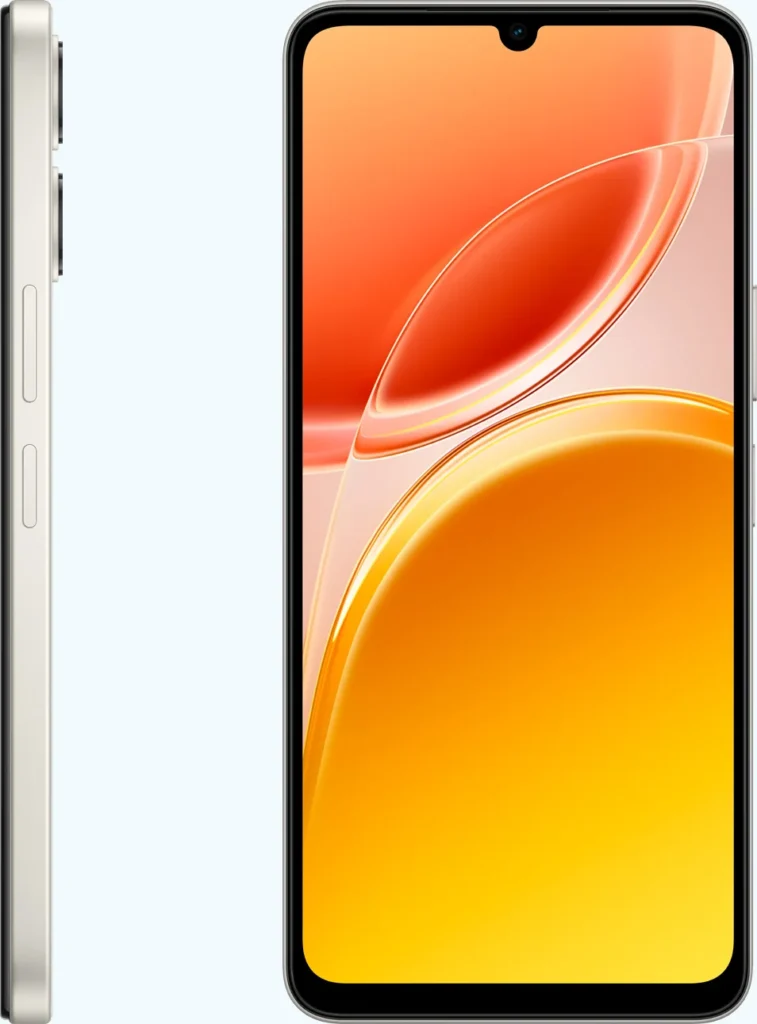 Vivo Y11 5G, in Sunrise Gold, side and front