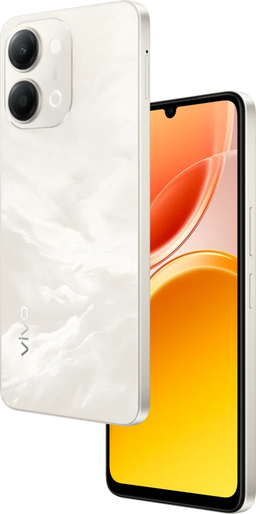 Vivo Y11 5G, in Sunrise Gold, back and front together