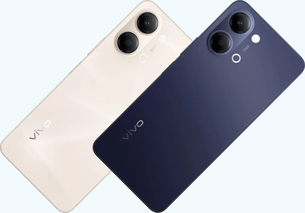 Vivo Y21 5G, both colours at an angle, from the back