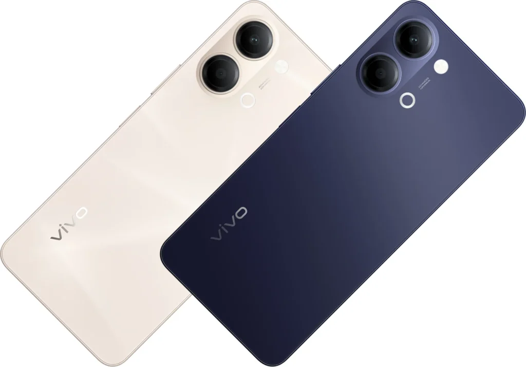 Vivo Y21 5G, angled studio view of the frame and camera module