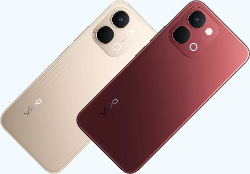 Vivo Y51 Pro 5G, both colours at an angle, from the back