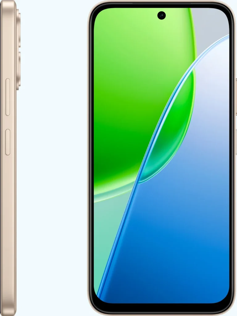Vivo Y51 Pro 5G, in Noble Gold, side and front