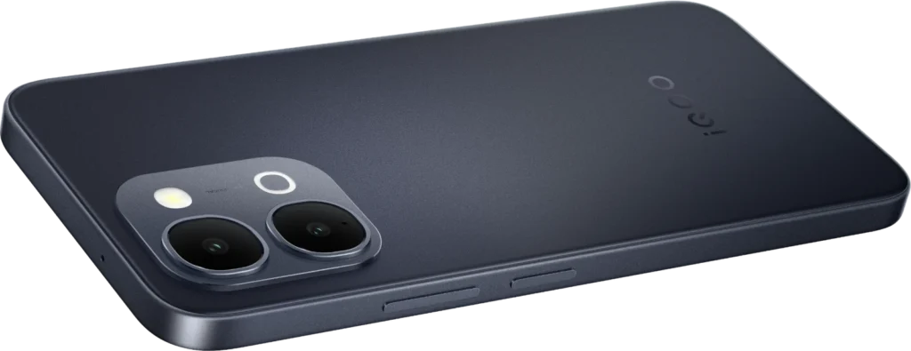 iQOO Z11x, in Eclipse Black, lying at an angle