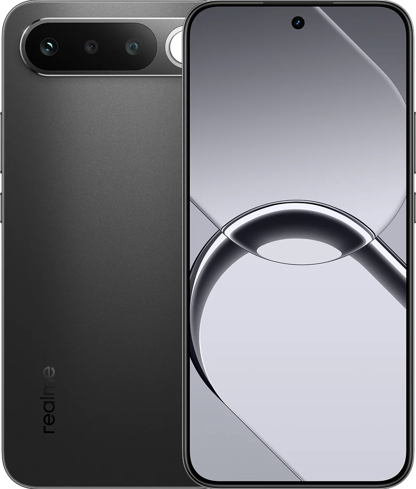 realme 16 5G, in Air Black, front and back