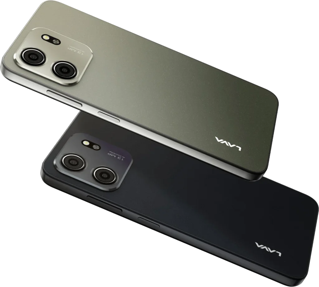 Lava Bold N2 Lite, in Kolar Gold and Nilgiri Blue from the back