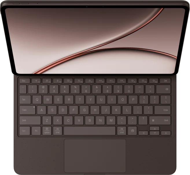 OnePlus Pad 4, with the Smart Keyboard, from behind