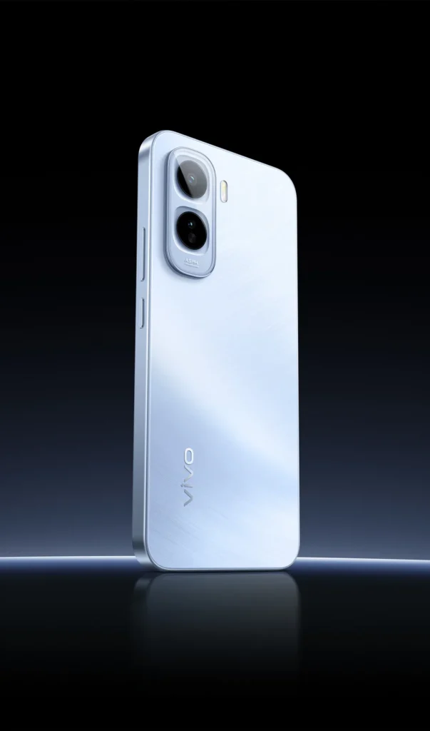 Vivo T5 Pro 5G, rear design detail in Glacier Blue
