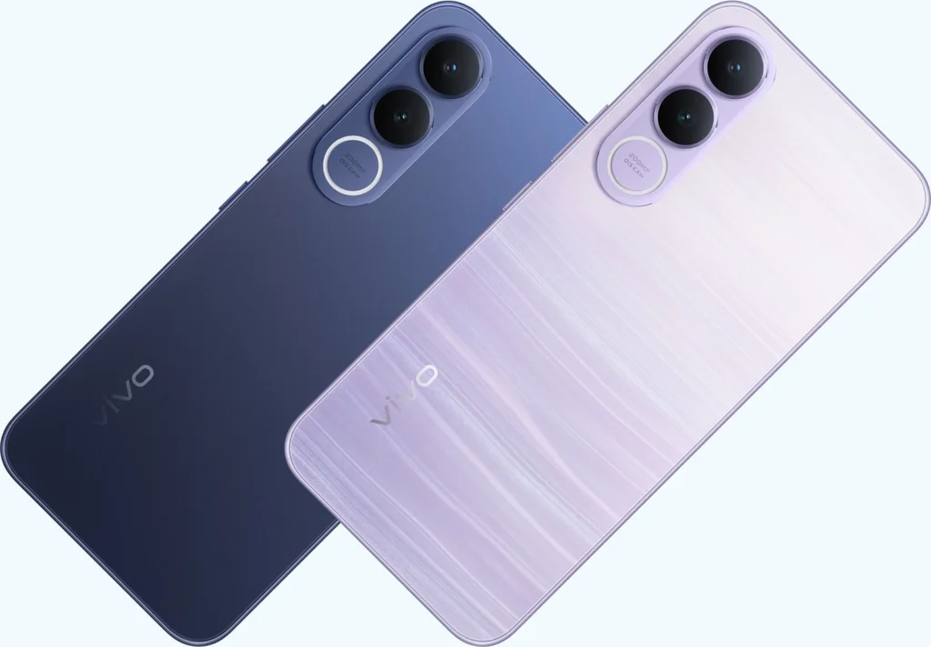 Vivo V70 FE, both colours at an angle, from the back