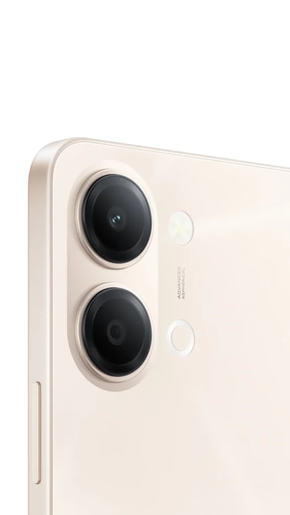 Vivo Y05, close-up of the camera module in Champagne Gold