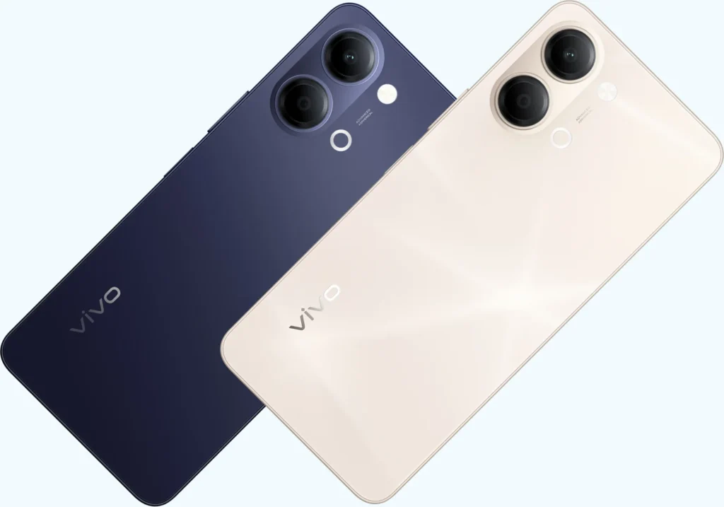 Vivo Y05, both colours at an angle, from the back
