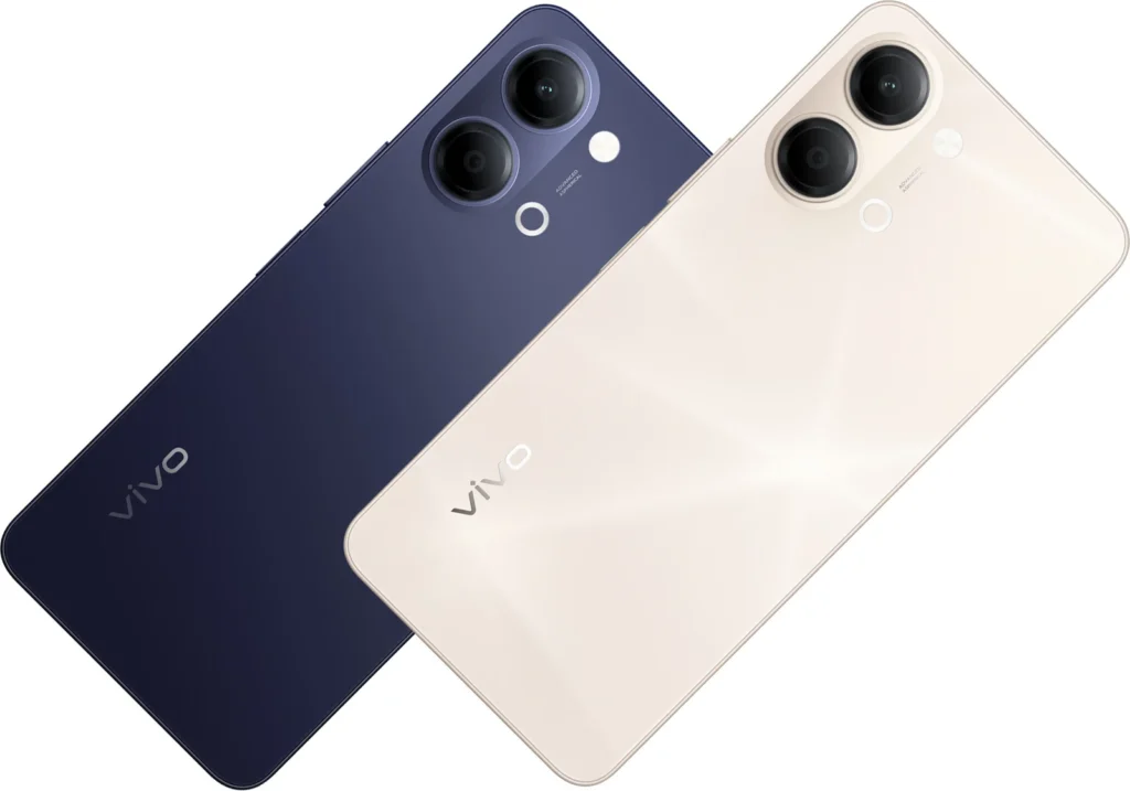 Vivo Y05, angled studio view of the frame and camera module