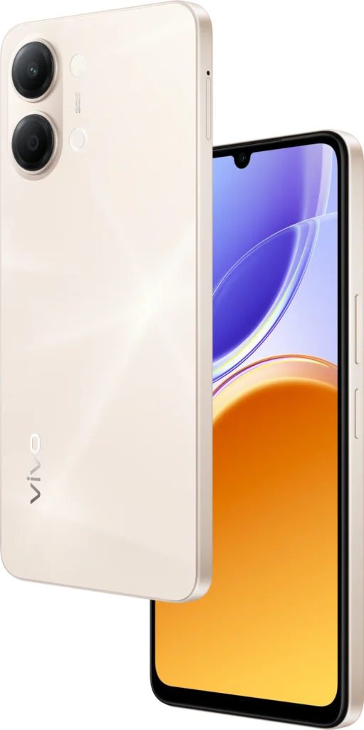Vivo Y05, in Champagne Gold, back and front together