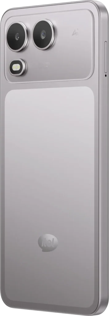 itel Zeno 200, in Meteor Titanium from the back, turned slightly