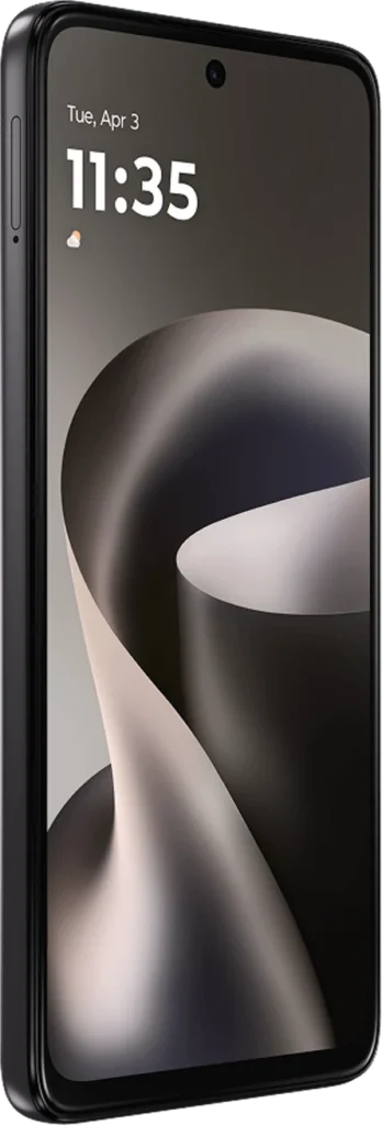 Motorola Moto G37, in Pantone Impenetrable, showing side profile and buttons