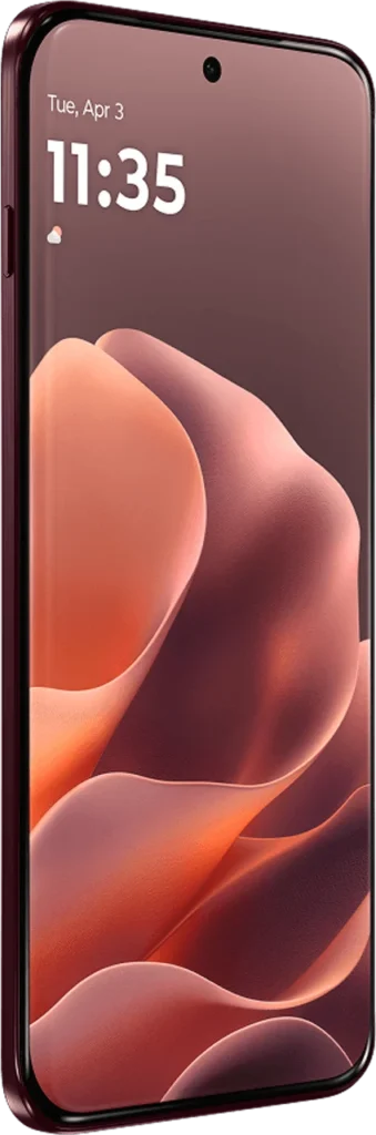 Motorola Edge 70 Pro Plus, in Pantone Zinfandel, angled view showing periscope telephoto camera