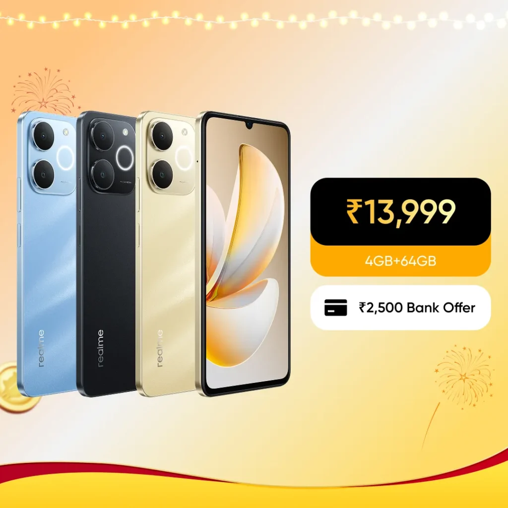 Realme P4 Lite, angled chassis perspective highlighting frame profile