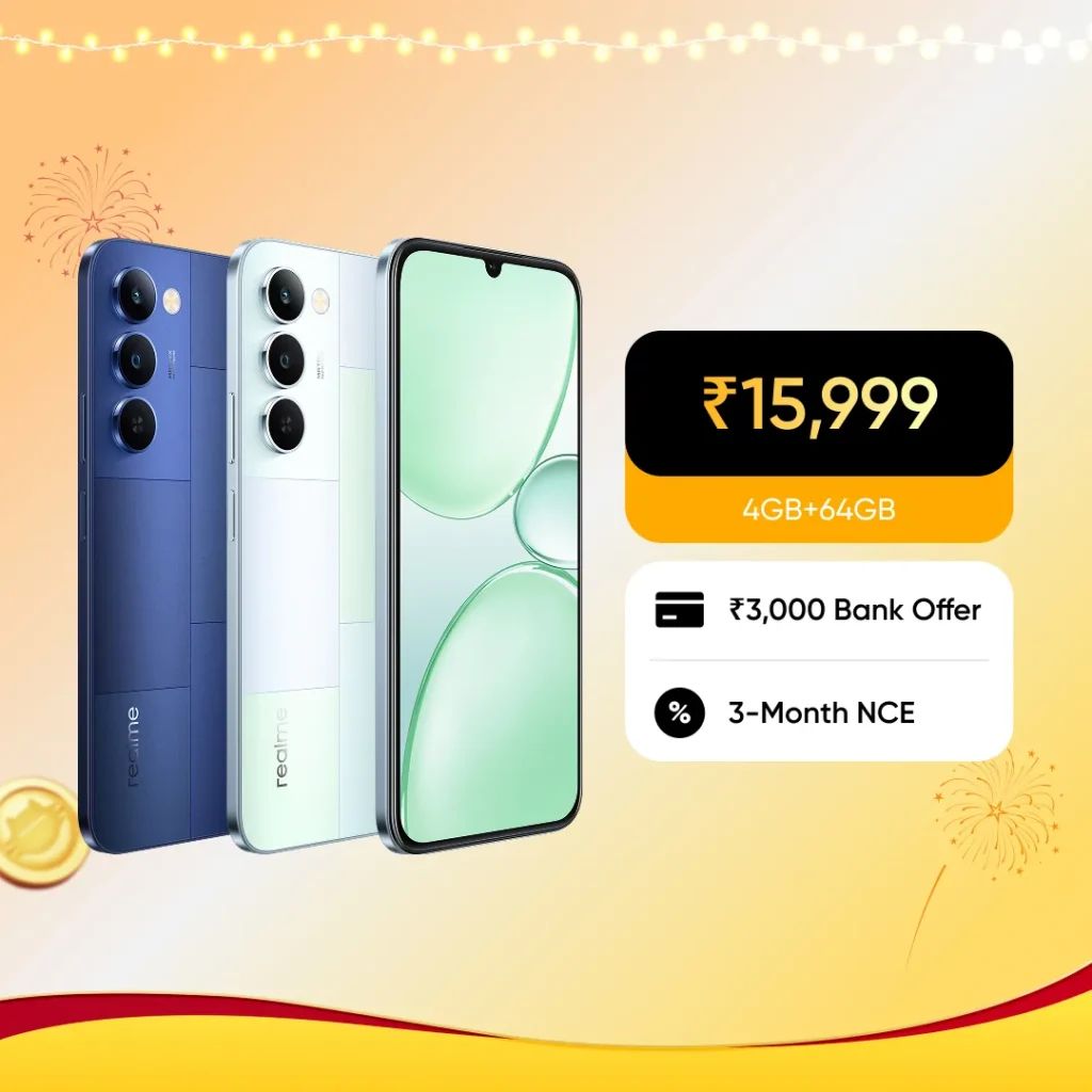 Realme P4 Lite 5G, angled chassis perspective highlighting frame profile