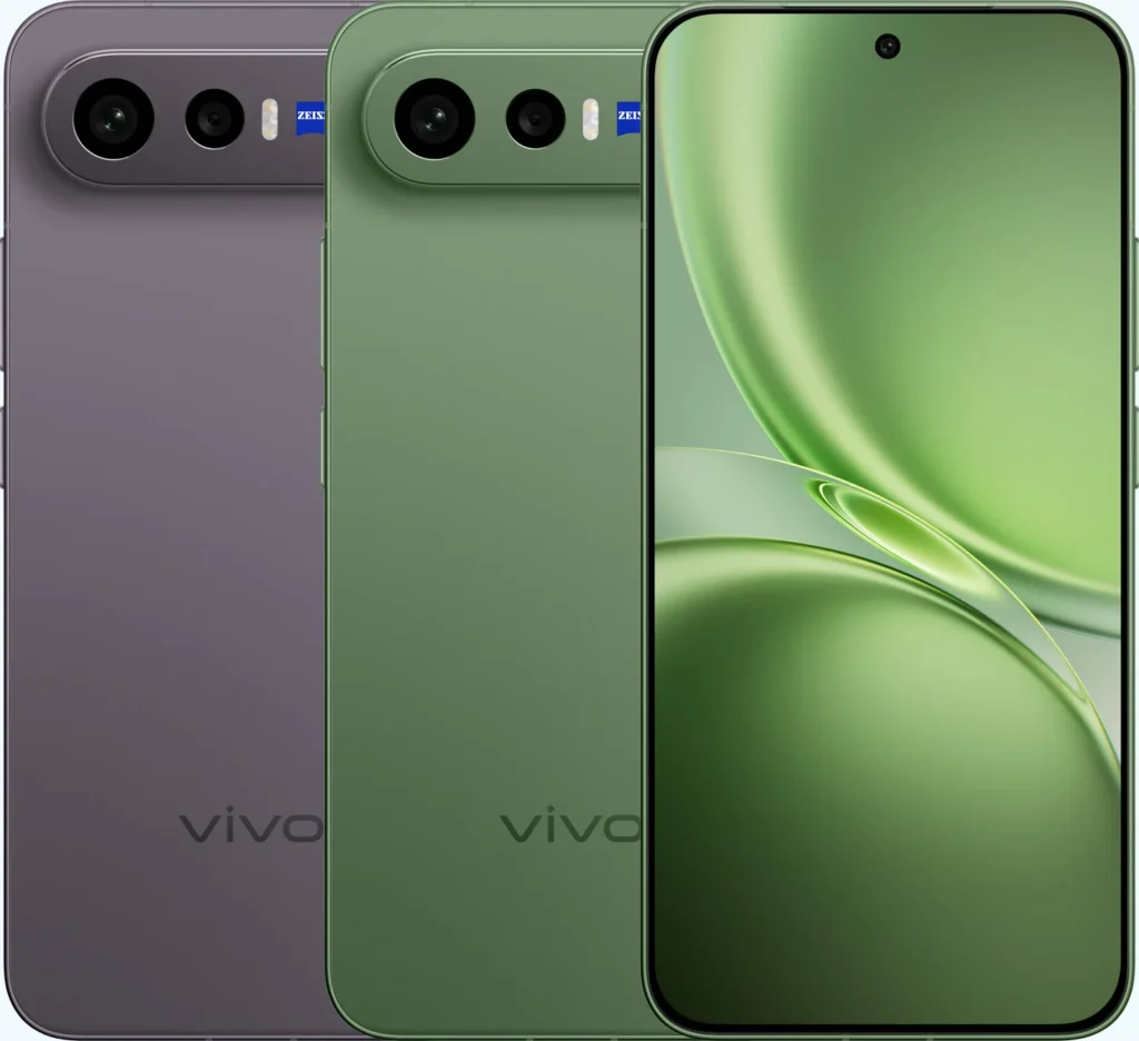 Vivo X300 FE, in Noir Black and Urban Olive, backs and front