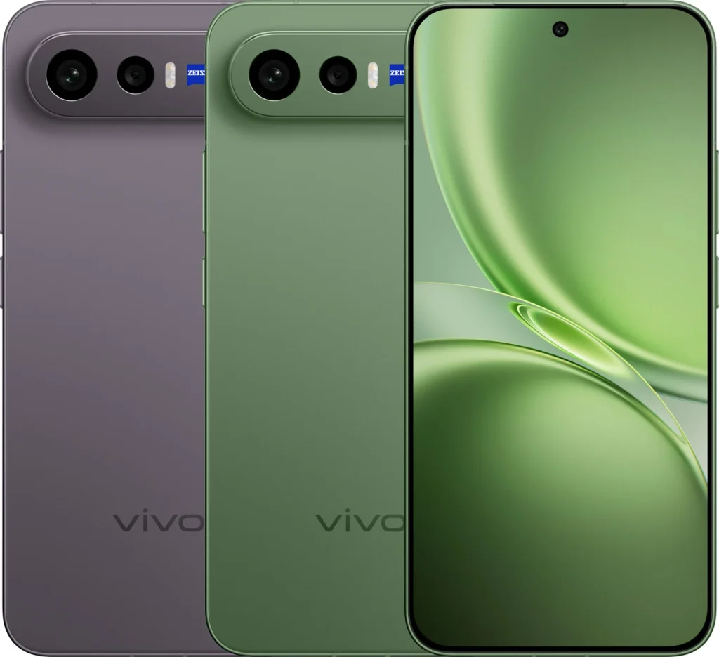 Vivo X300 FE, front and rear view in Urban Olive