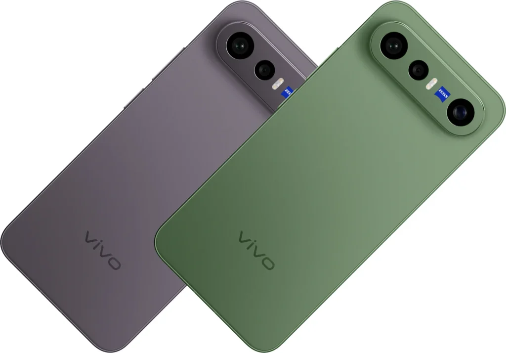 Vivo X300 FE, angled studio view showing the compact frame and dual-camera island
