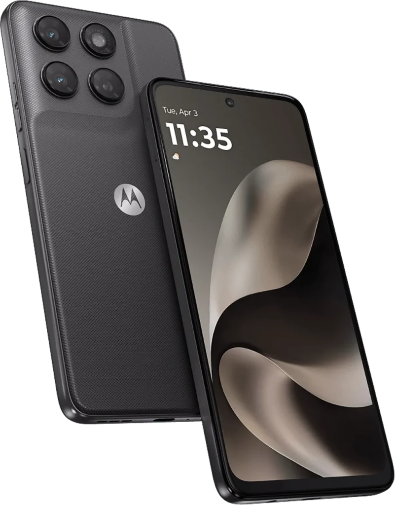 Motorola Moto G77 Power, in Pantone Impenetrable, front and rear view