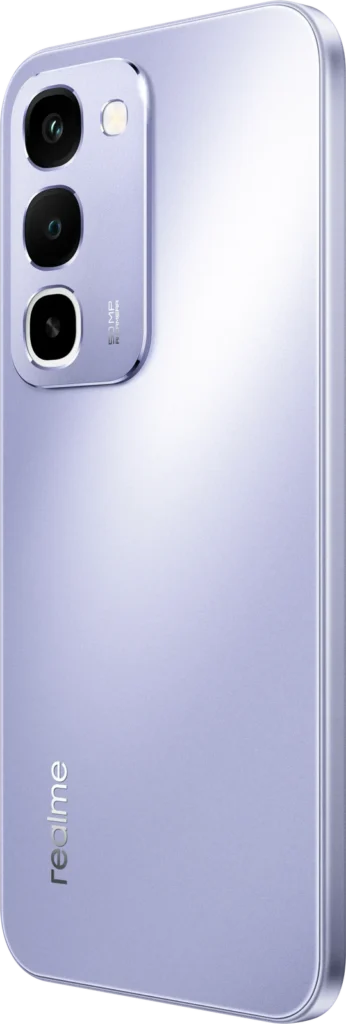 realme P4R 5G, in Lavender Glare, back at an angle