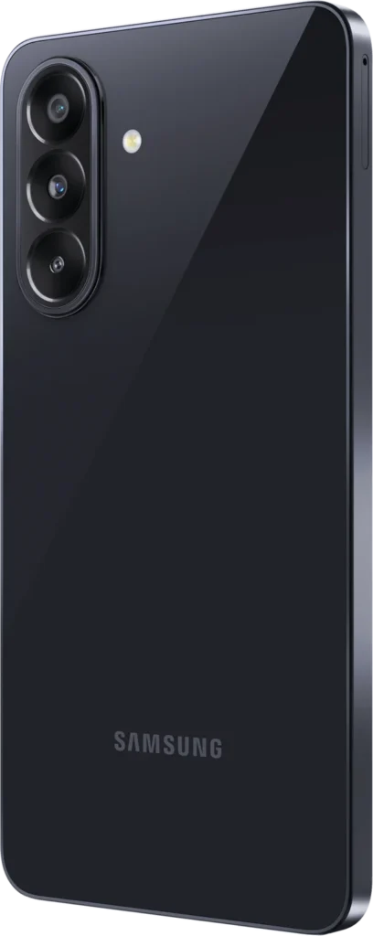 Samsung Galaxy F70 Pro 5G, in Alpha Black, rear angle