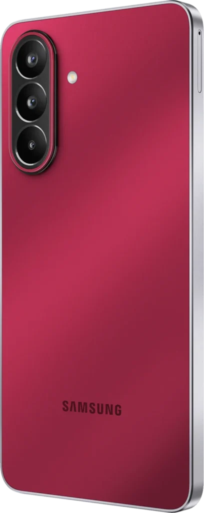Samsung Galaxy M47 5G, in Rogue Red, rear angle