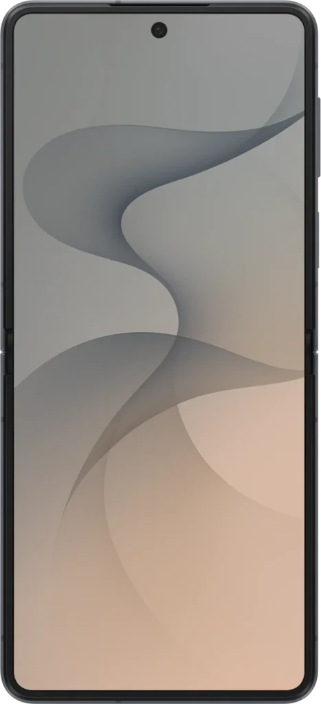 Samsung Galaxy Z Flip8, unfolded in Graphite, front view