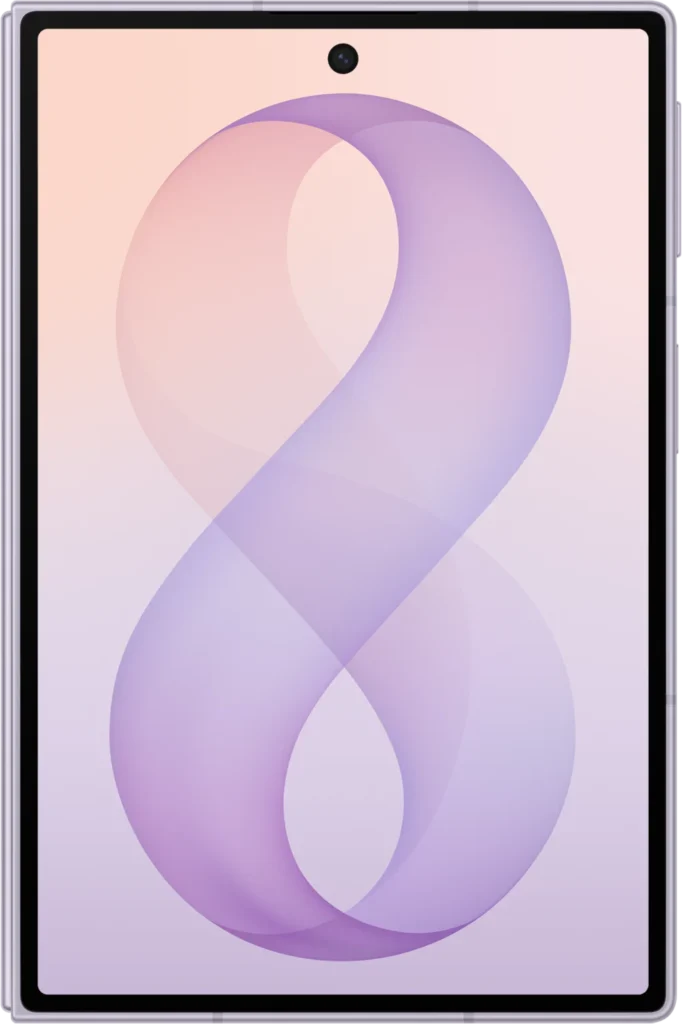 Samsung Galaxy Z Fold8, unfolded in Lavender, rear view