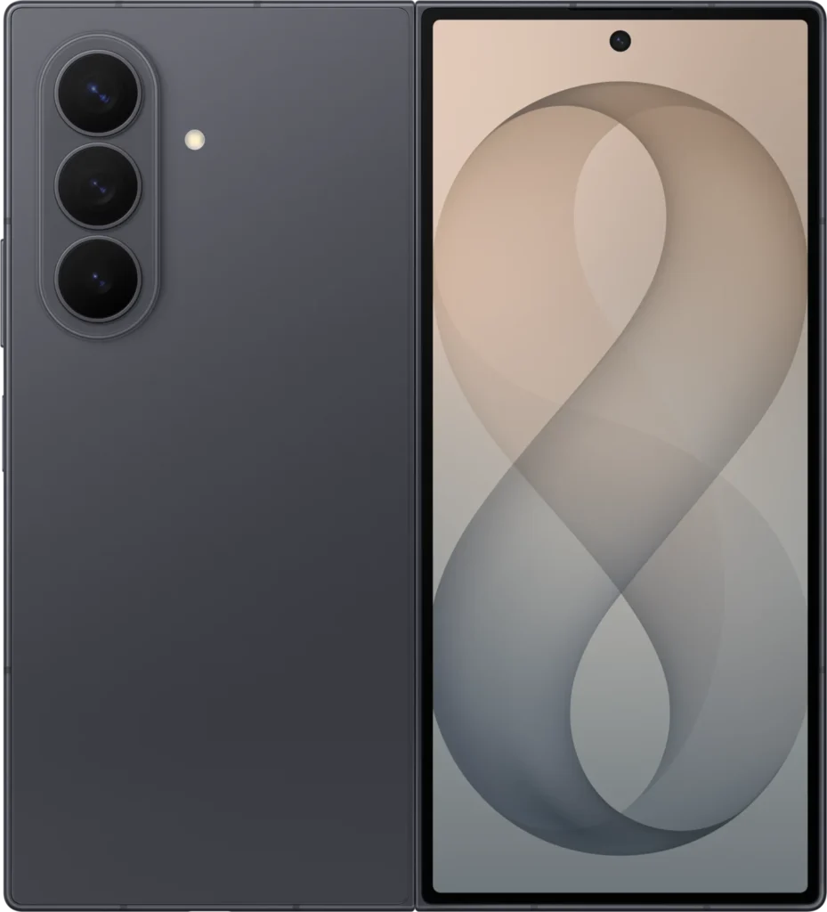 Samsung Galaxy Z Fold8 Ultra, unfolded in Graphite, rear view