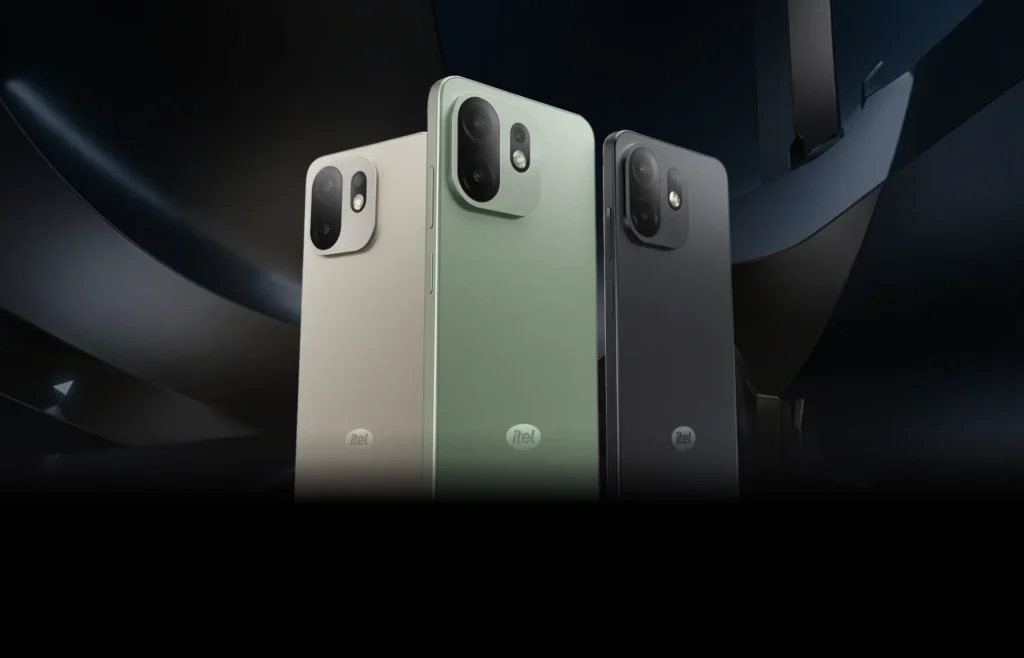 itel Zeno 100 Lite, in all three colours from the back