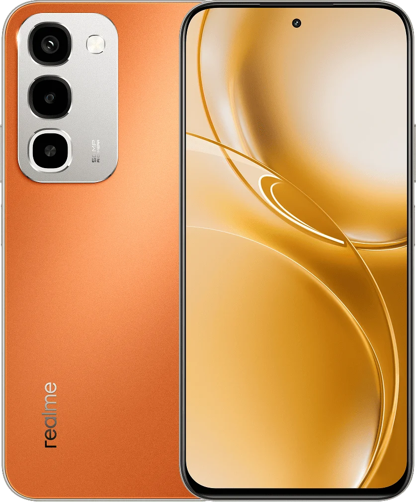 realme NARZO 100x 5G, in Flash Orange, front and back
