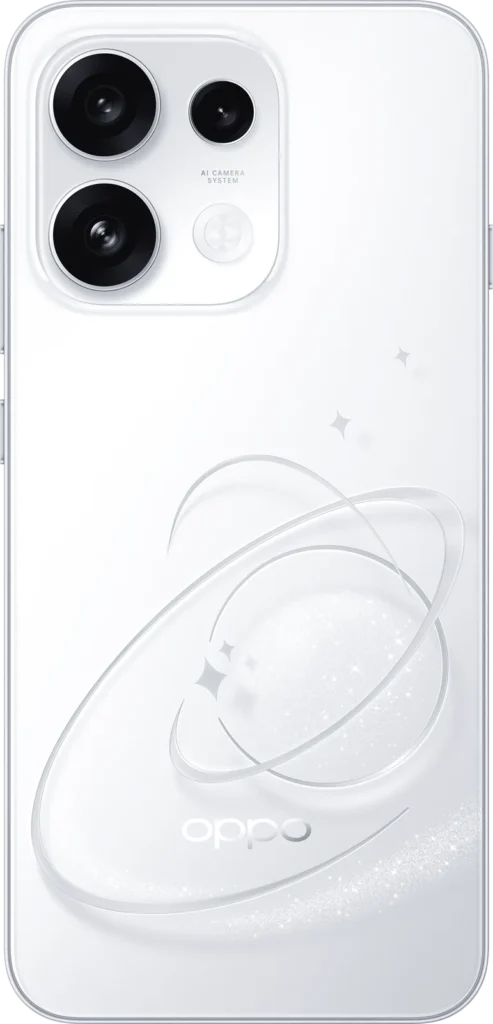 OPPO Reno16c 5G, in Starry White, from the back