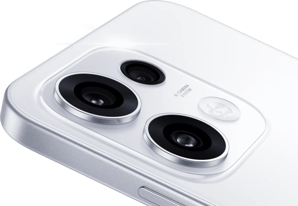 OPPO Reno16c 5G, camera module close up, in Starry White