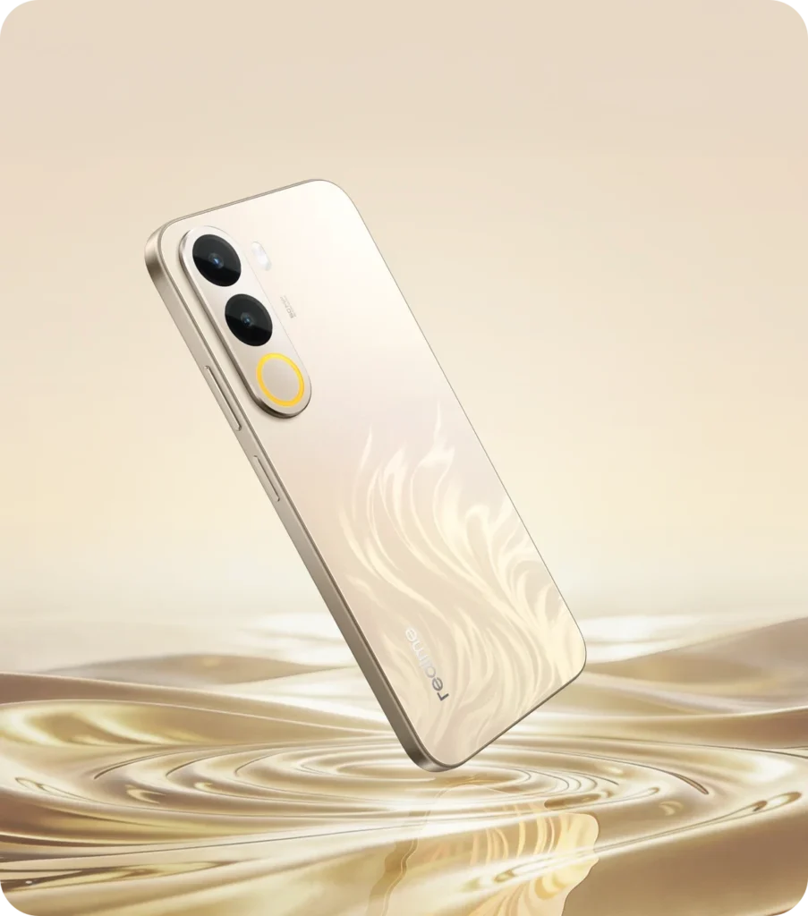 realme C100x, in Golden Coast, over golden water