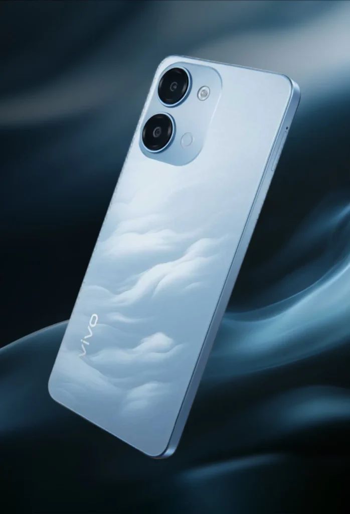 Vivo T5 Lite 44W 5G, rear design detail in Wave Blue