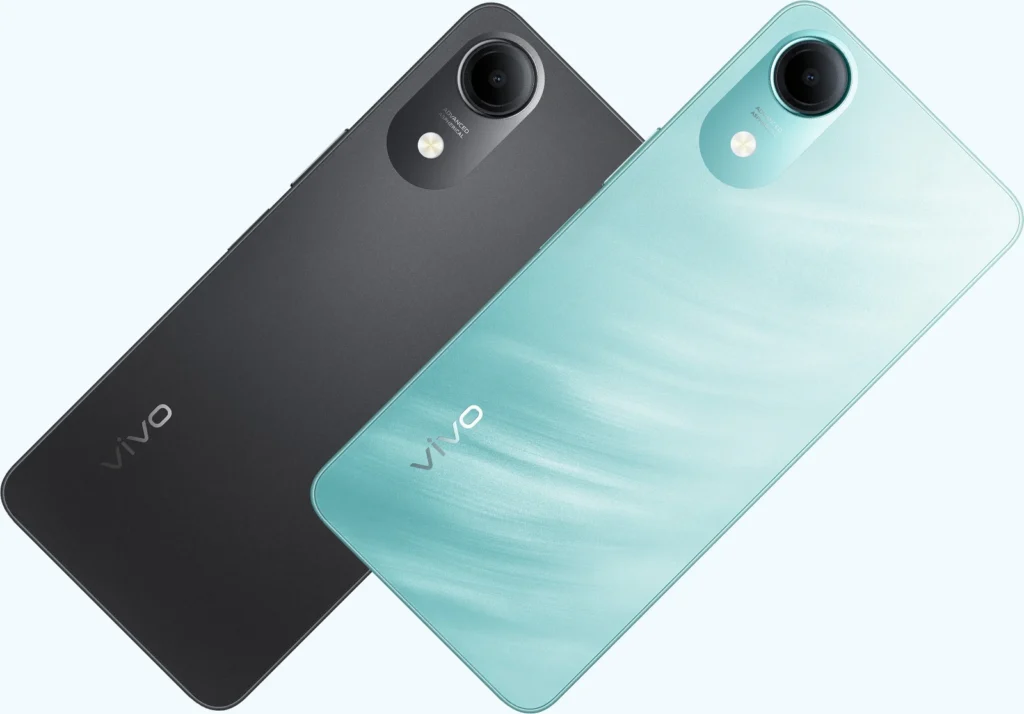 Vivo T5e, both colours at an angle, from the back