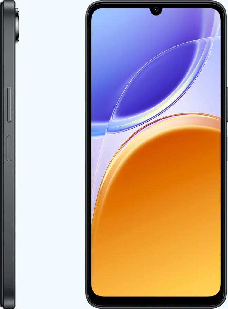 Vivo T5e, in Shadow Grey, side and front