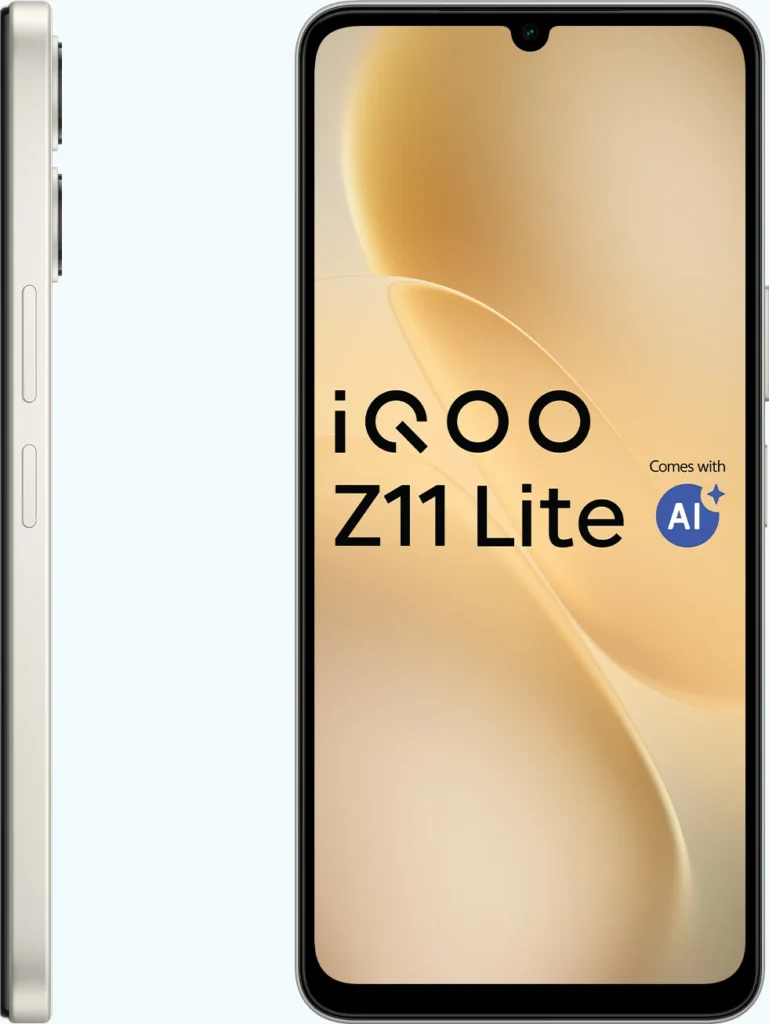 iQOO Z11 Lite 44W 5G, front display view showcasing screen and bezels