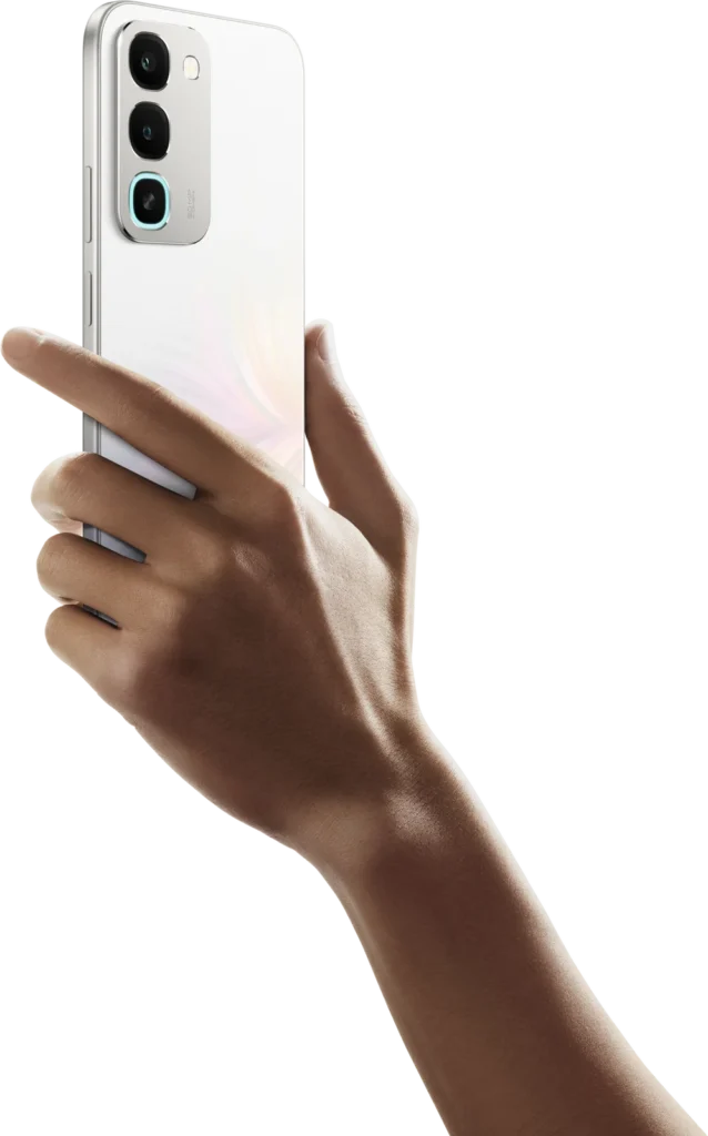 realme 16x 5G, in Glory White, held in hand