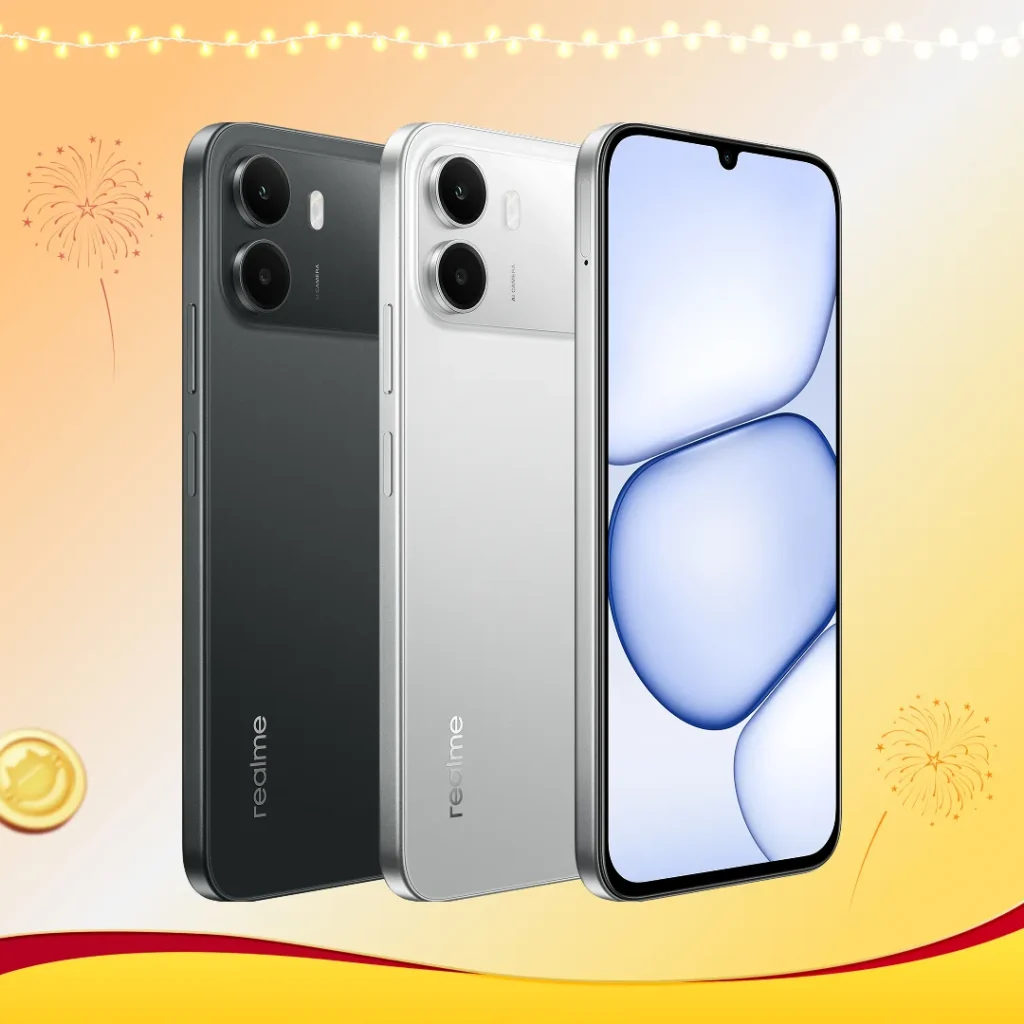 Realme C100i, angled chassis perspective highlighting frame profile