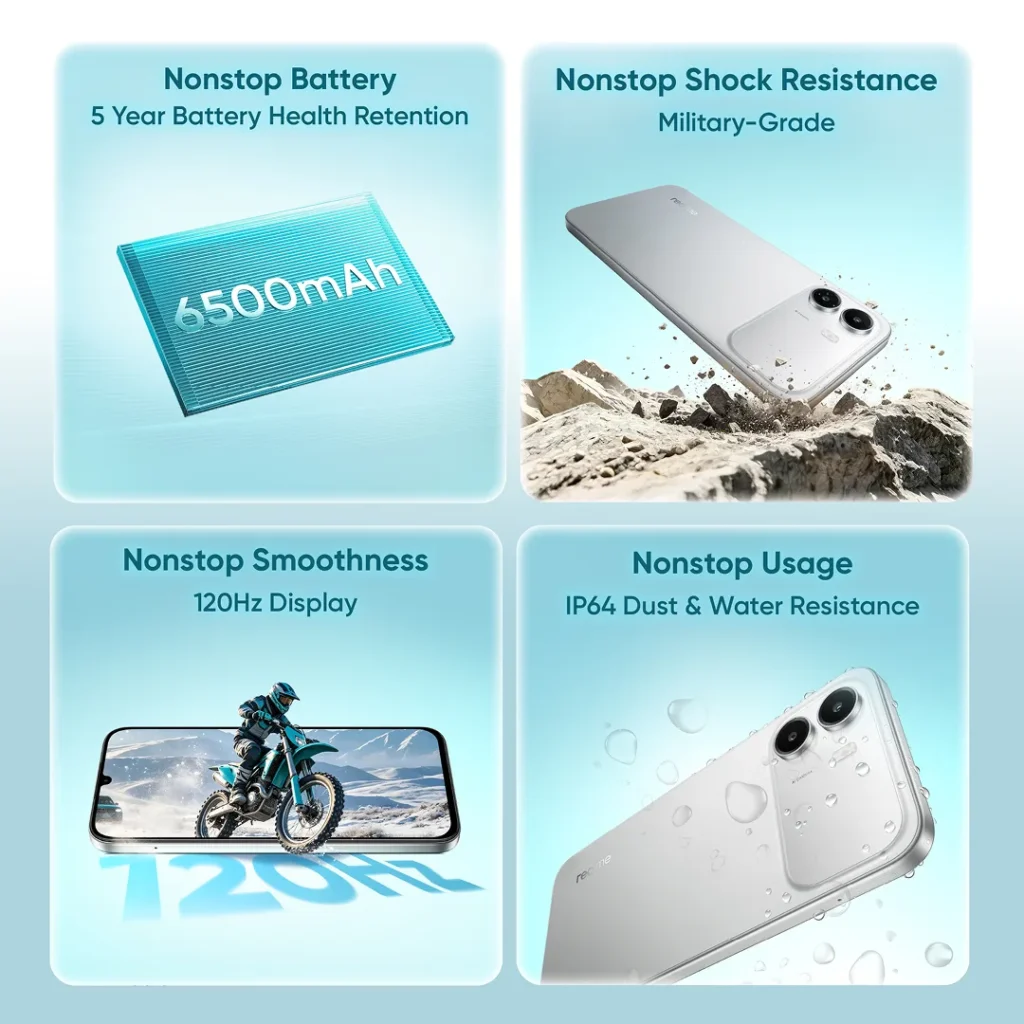 Realme C100i, rear panel view showcasing camera housing and finish