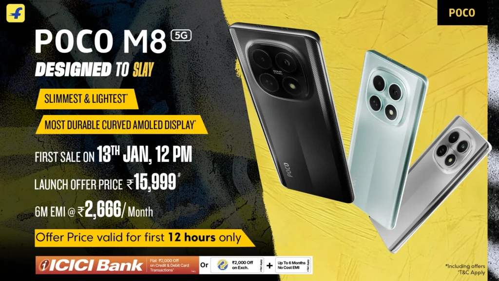 Poco M8 5G, rear camera module in carbon black